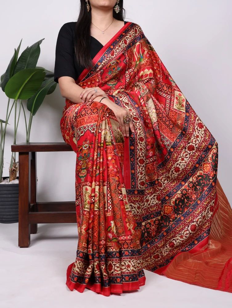 Gaji Silk Patola Print saree with Lagadi patta