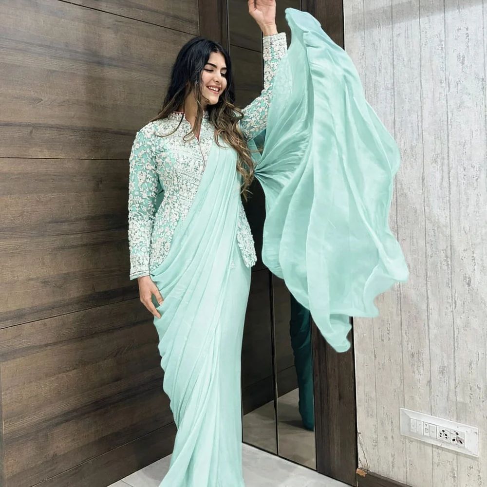 Embroidery Cording Work Saree