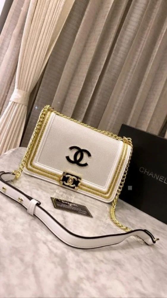 Chanel shimmer leboy bag with og box
