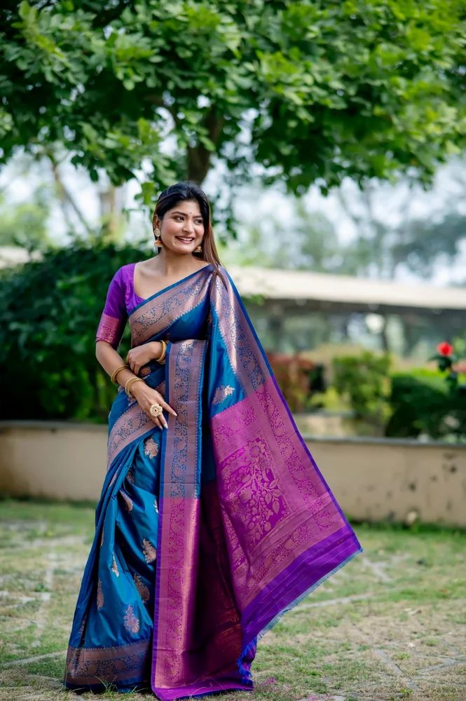 SOFT BANARASI KATAN SILK PATTU SAREE WITH ZARI WEAVING PALLU