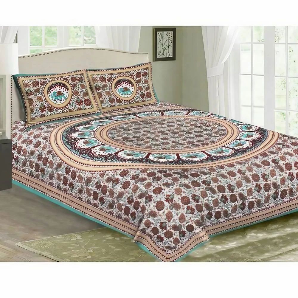 Jaipuri Printed Cotton Double Bed Sheet