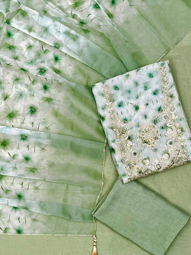 SOFT ORGANZA SUIT WITH DORI AND GOTA PATI EMBROIDERED WORK