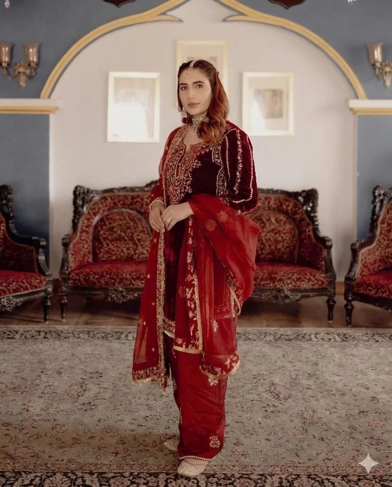 Velvet Designer KURTA SALWAAR PAIR with dupatta