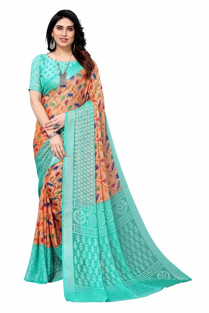 Soft Chiffon Brasso Printed Saree
