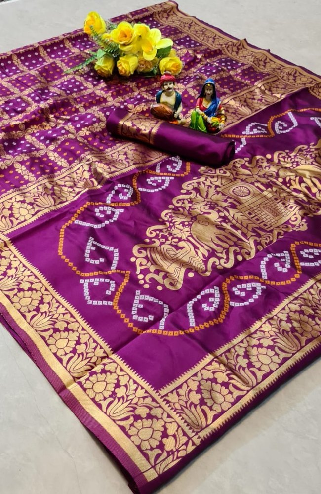 Ladies Lichi Bandhani Silk Saree