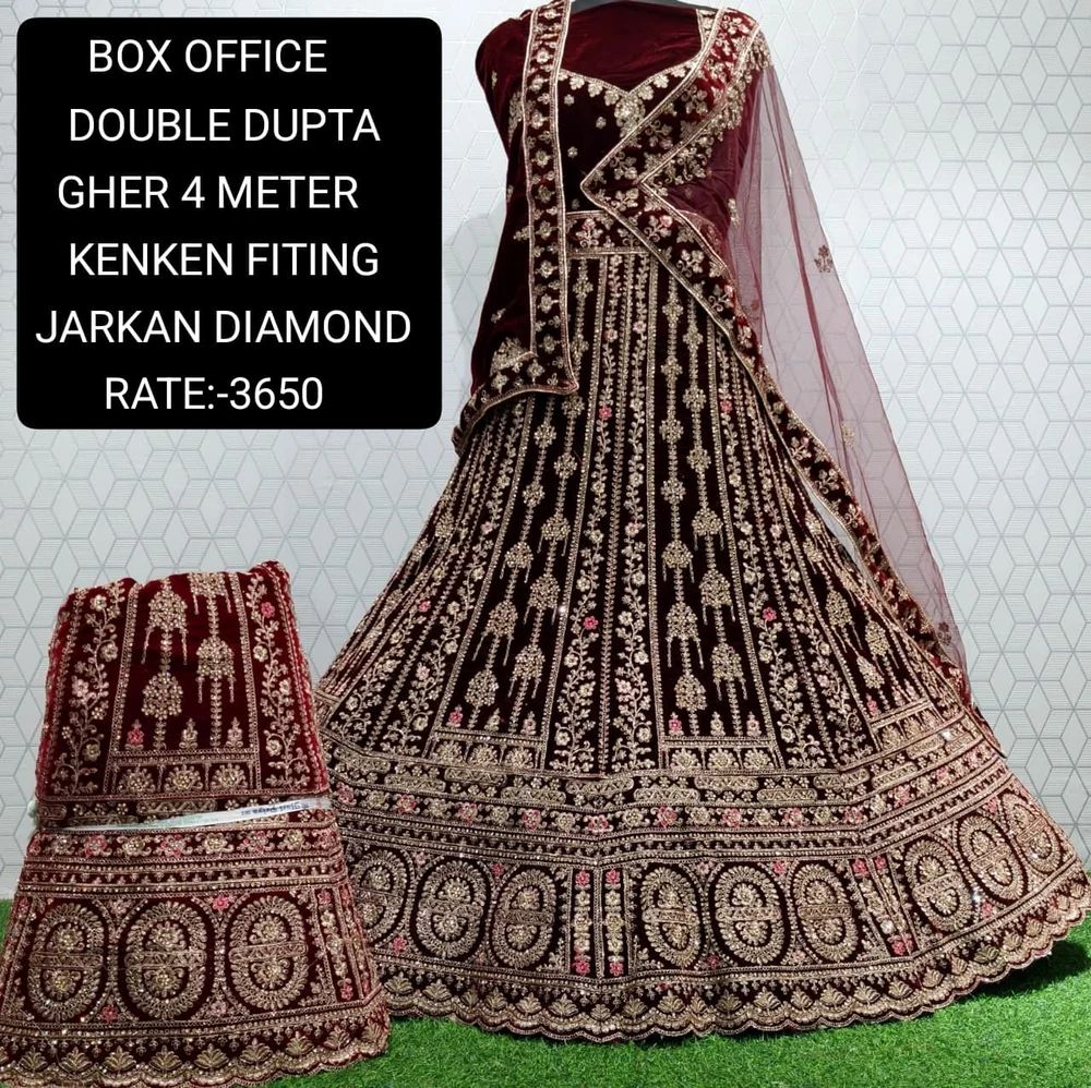 Velvet Embroidered Bridal Lehenga