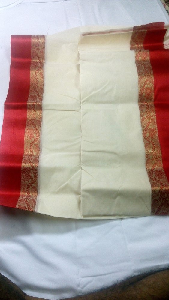 Tant (White With Dark Red Border) Saree