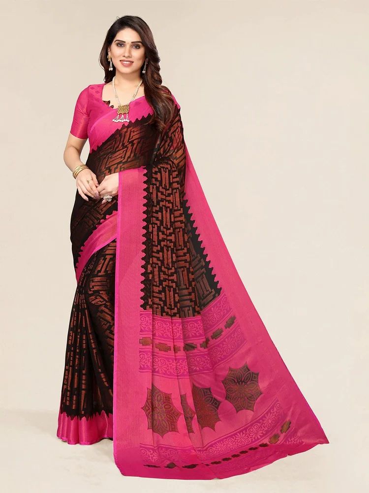 Designer Women''s Chiffon Brasso Printed Saree
