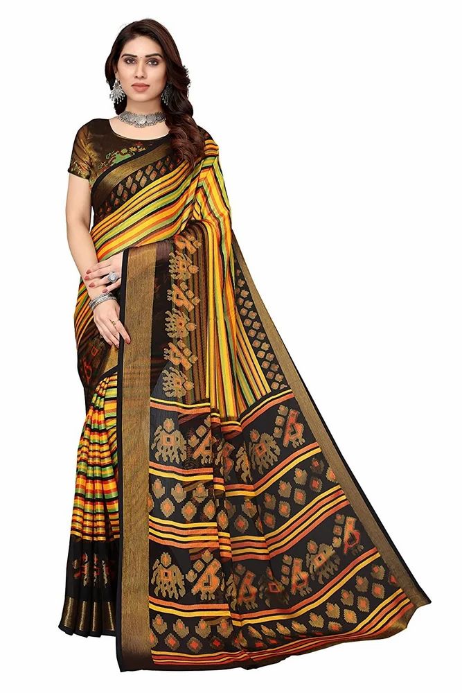 Toned Lining With Ethnic Motifs Printed Soft Chiffon Brasso Saree