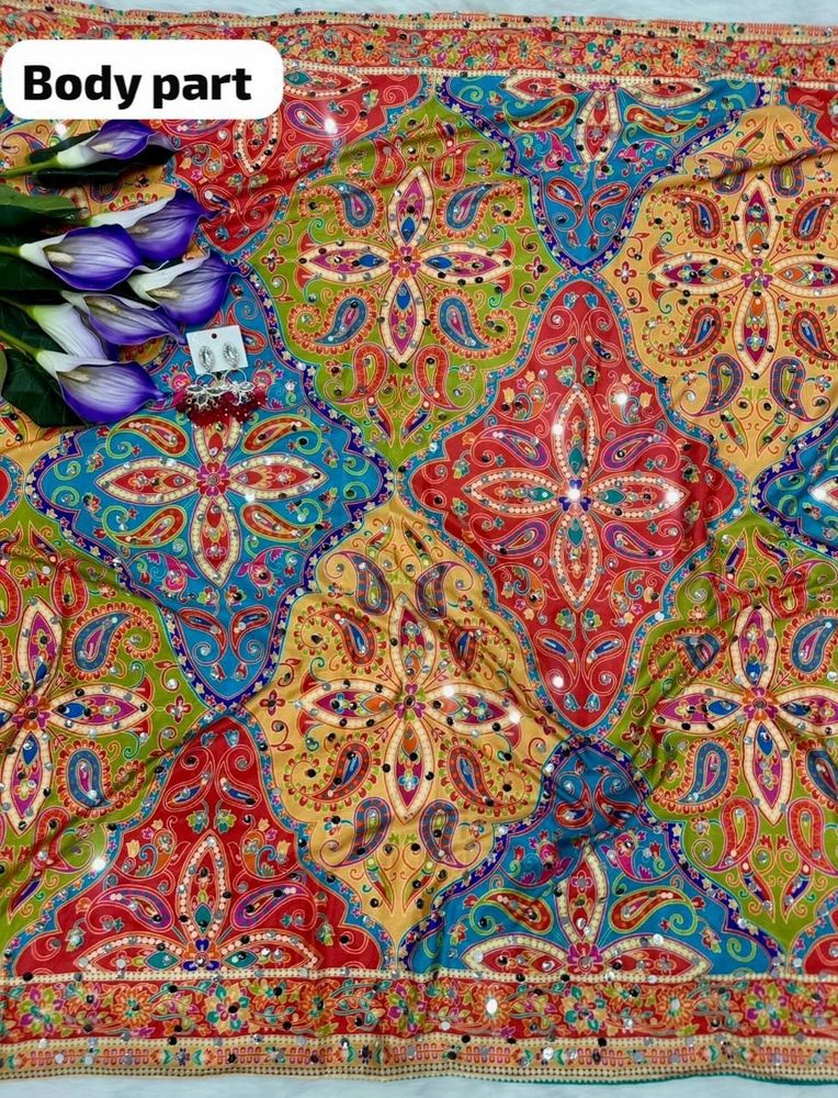 Chinon Mirror Work Saree