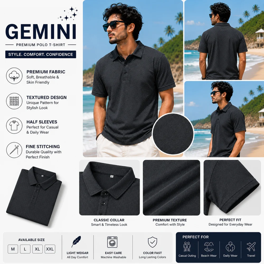 Mens Polo Collar T Shirt