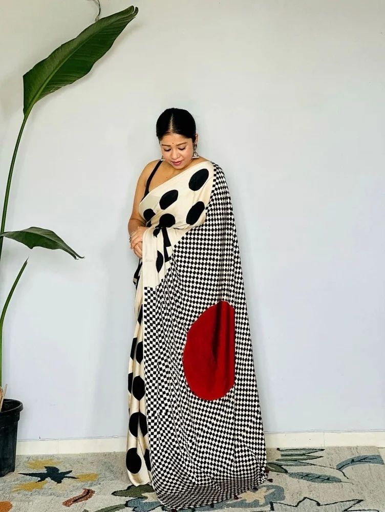 Ajrakh Print Model Silk Saree