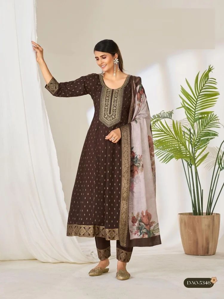 Rayon Embroidery Anarkali Suit