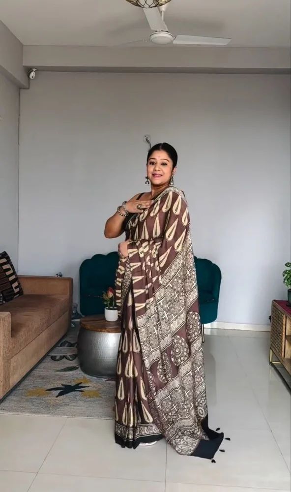 Ajrakh Modal Silk Saree