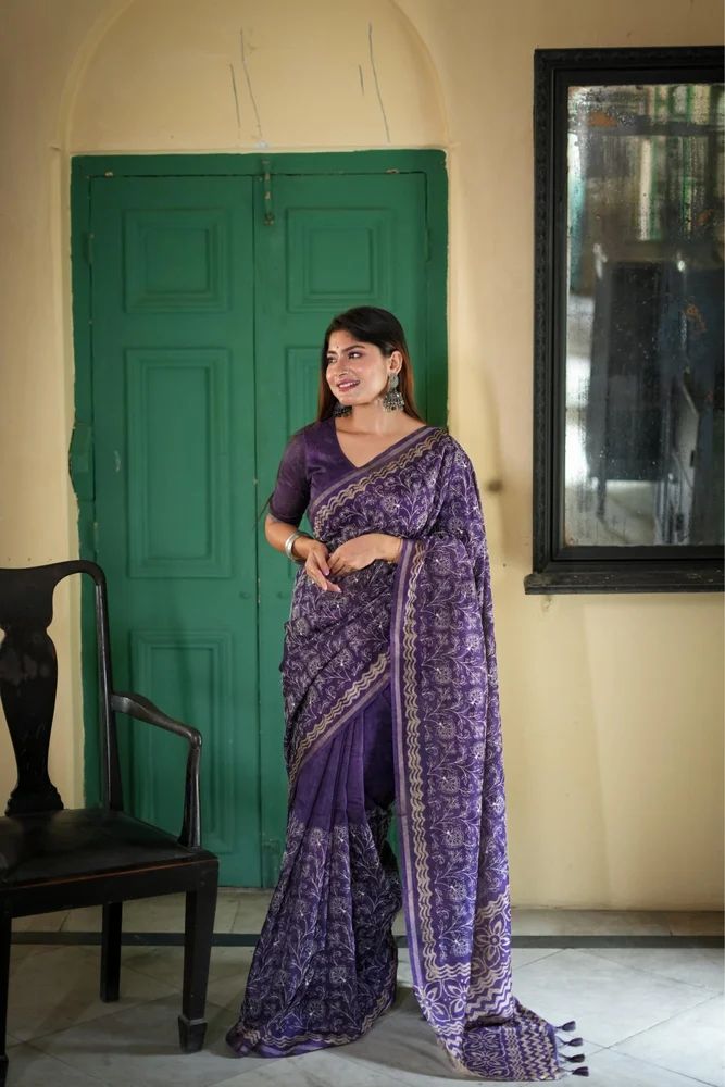 PREMIUM TUSSAR SILK SAREE WITH AMAZING FLORAL EMBROIDERY WORK