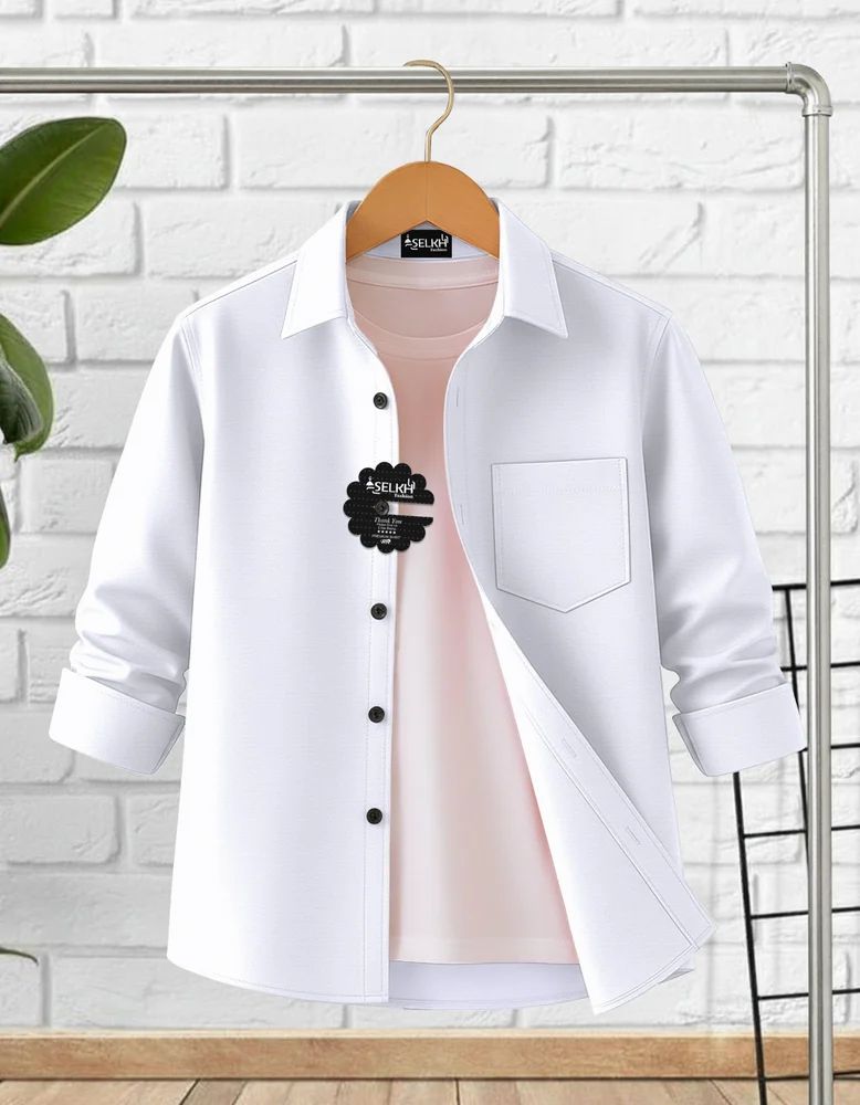 White Men Plain Cotton Shirt