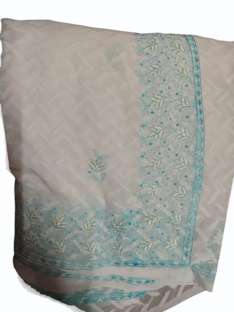 Chikankari Embroidery Saree Job Work