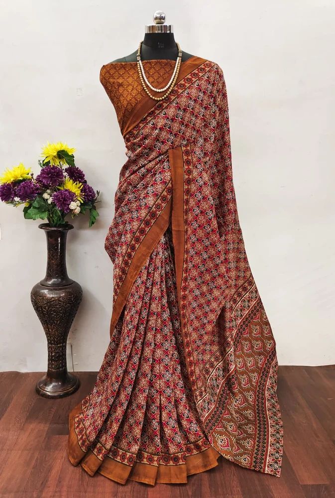 Cotton Printed Ajrakh Saree