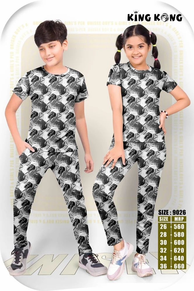 Soft & Cozy Unisex Kids Night Suit -T-Shirt & Pajama Set (Size 26-36)