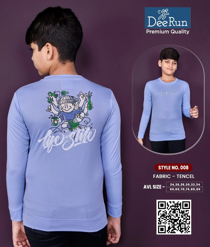 Deerun Boys Front & Back Print Tencel T Shirts, Age Group: 3- 15 Yrs