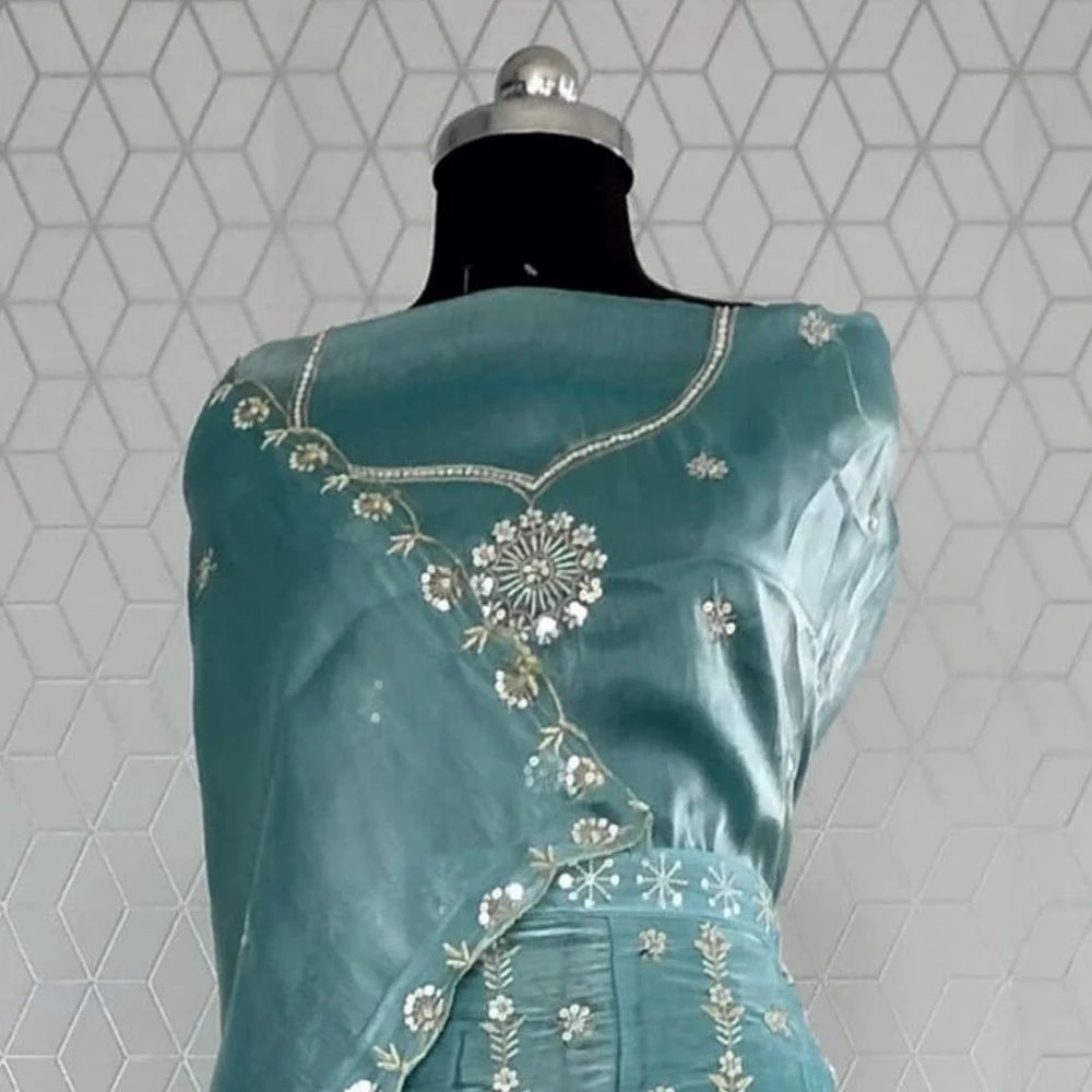 Taffeta Silk Embroidered Partywear Lehenga