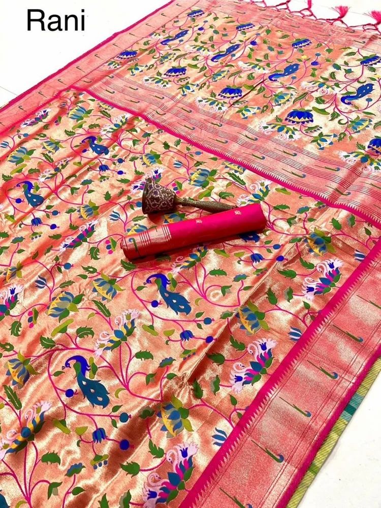 PURE SOFT KANCHIVRAM  PETHANI SILK MINAKARI BORDER SAREE AT WHOLESALE PRICE.