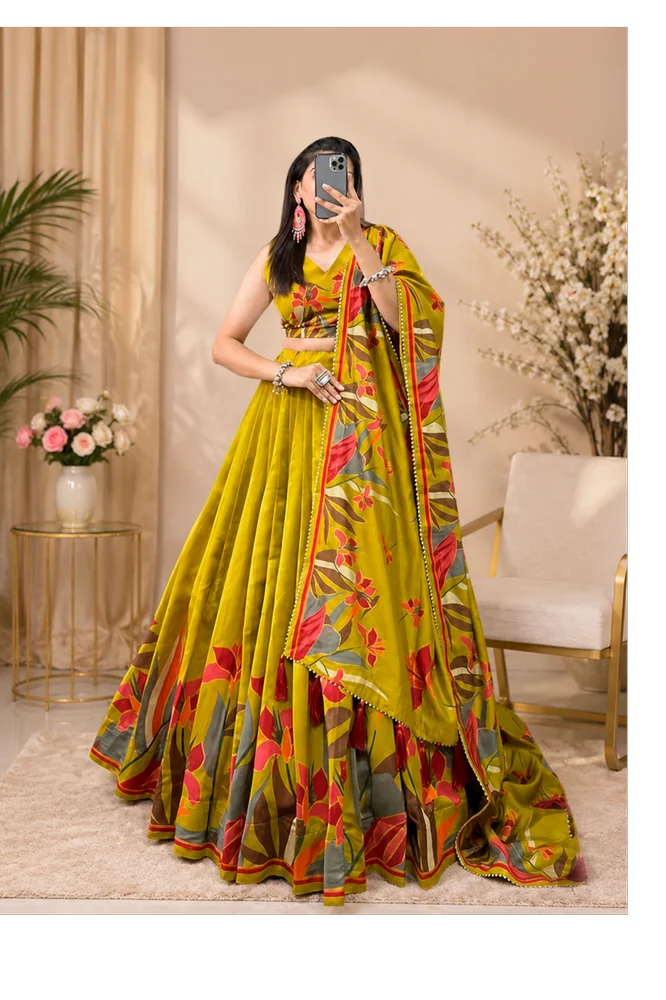Premium Traditional Lehenga Choli With Designer Printed Border Fancy Wedding Wear Lehenga Choli