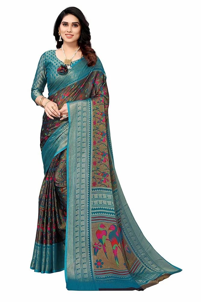 Chiffon Brasso Printed Saree with Blouse Piece
