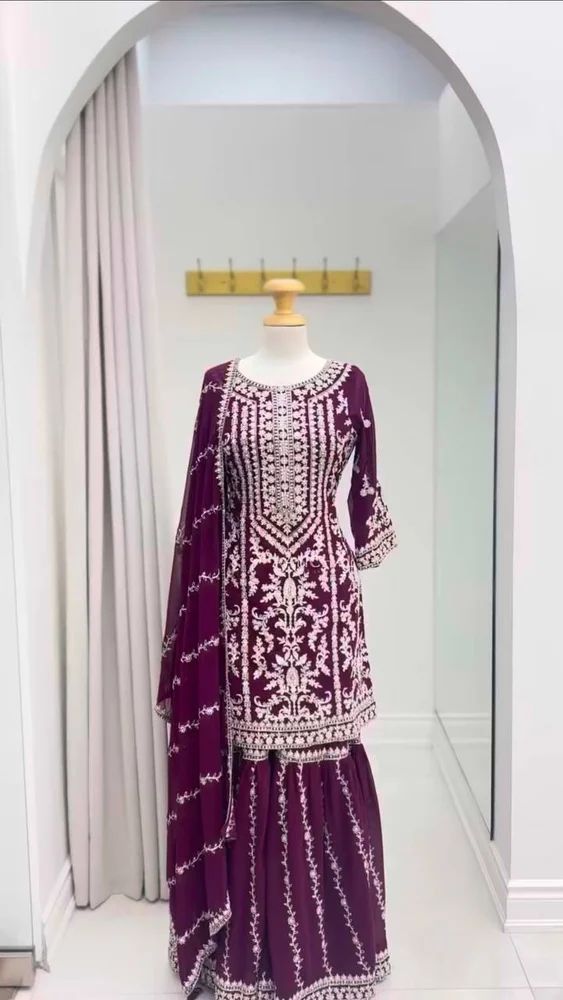 Designer Heavy Georgette Sharara Style Suit