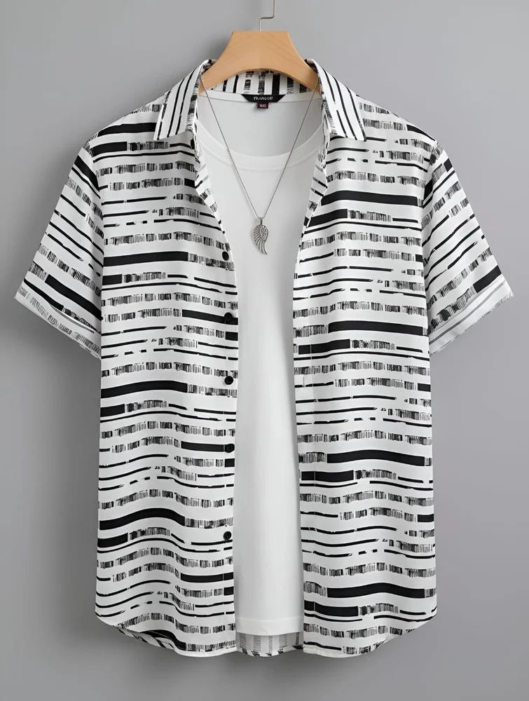 Black And White Strips Mens Shirt
