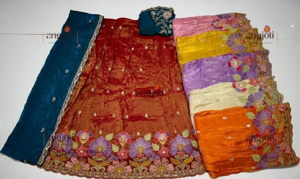 Beads and thread work lehenga choli set