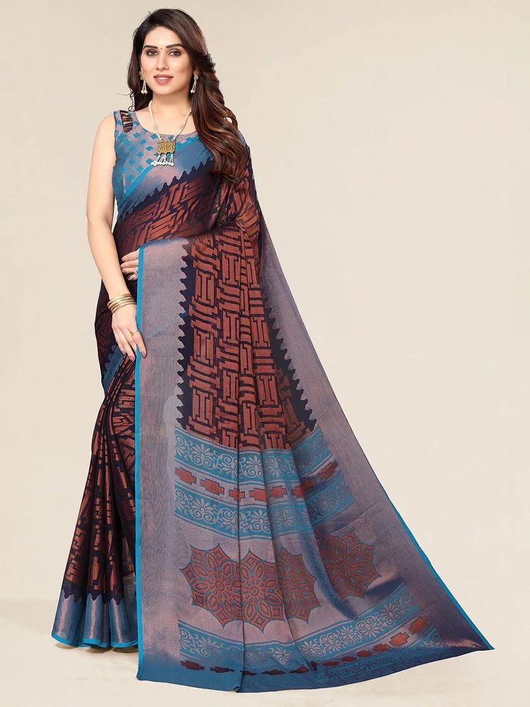 Toned Motifs Printed Soft Chiffon Brasso Saree