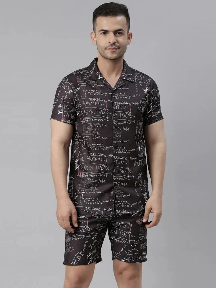 Large Lycra Blend Men Co Ord Set
