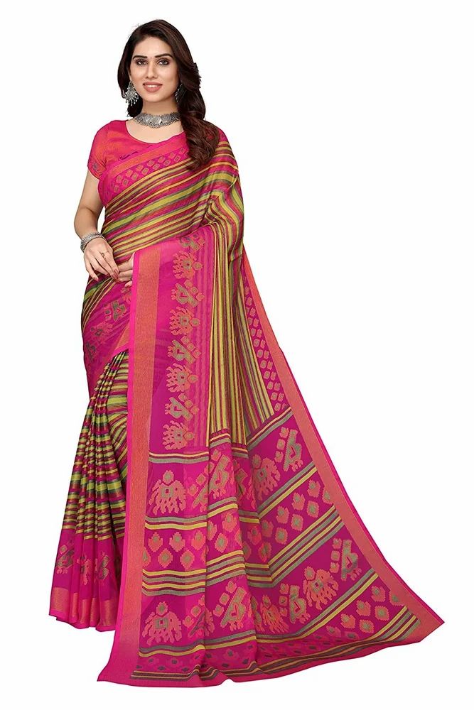 Toned Lining With Ethnic Motifs Printed Soft Chiffon Brasso Saree
