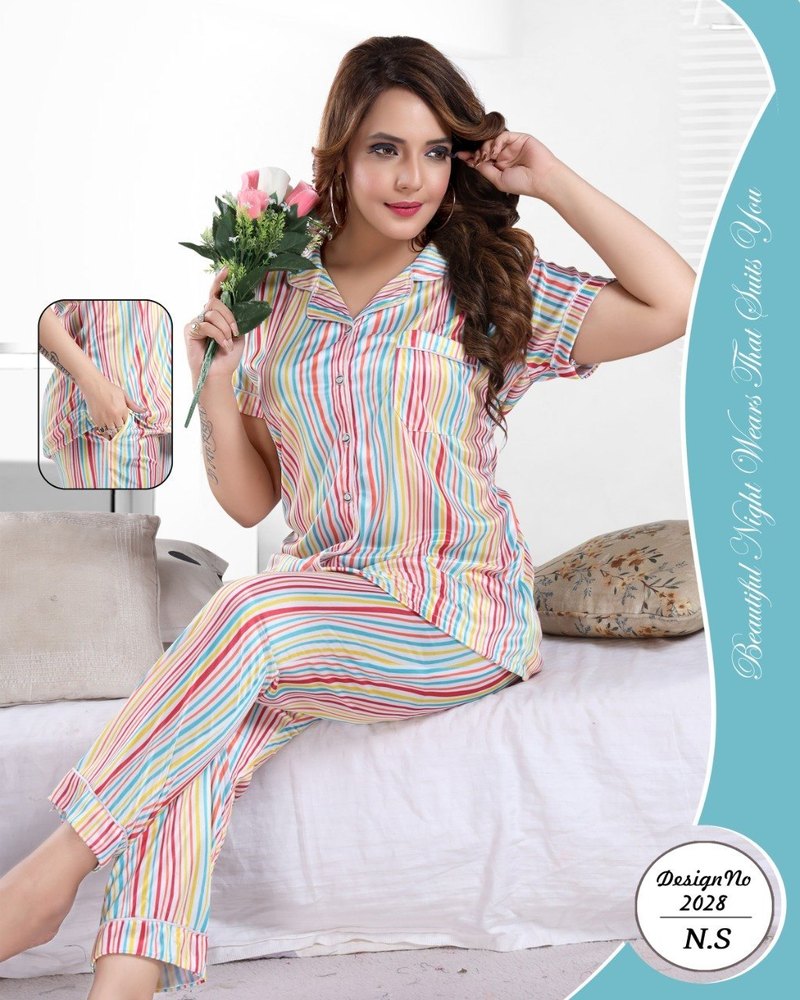 Women's Satin Night Suit (Button-Front Shirt)