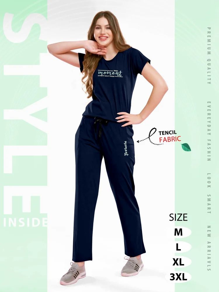 Tencel Printed Nightsuit for Ladies (Sizes M to 3XL)