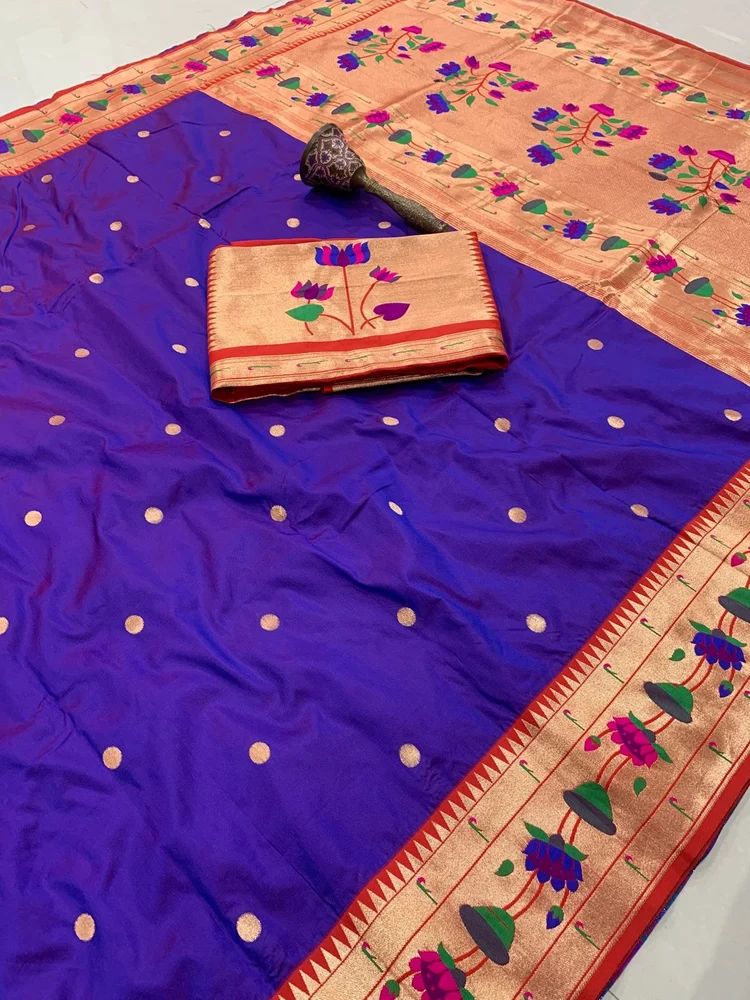 KANCHIVRAM PETHANI SILK FLOWER BODER HEAVY MINA ZARI WEAVING SAREE