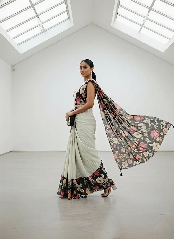 soft and smooth silicon georgette saree
