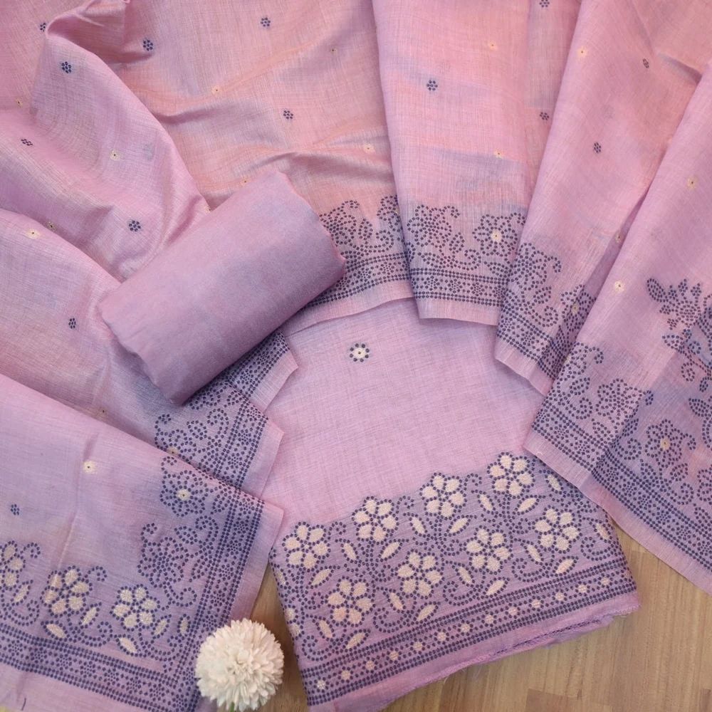 pure muga cotton suit unique floral weaving