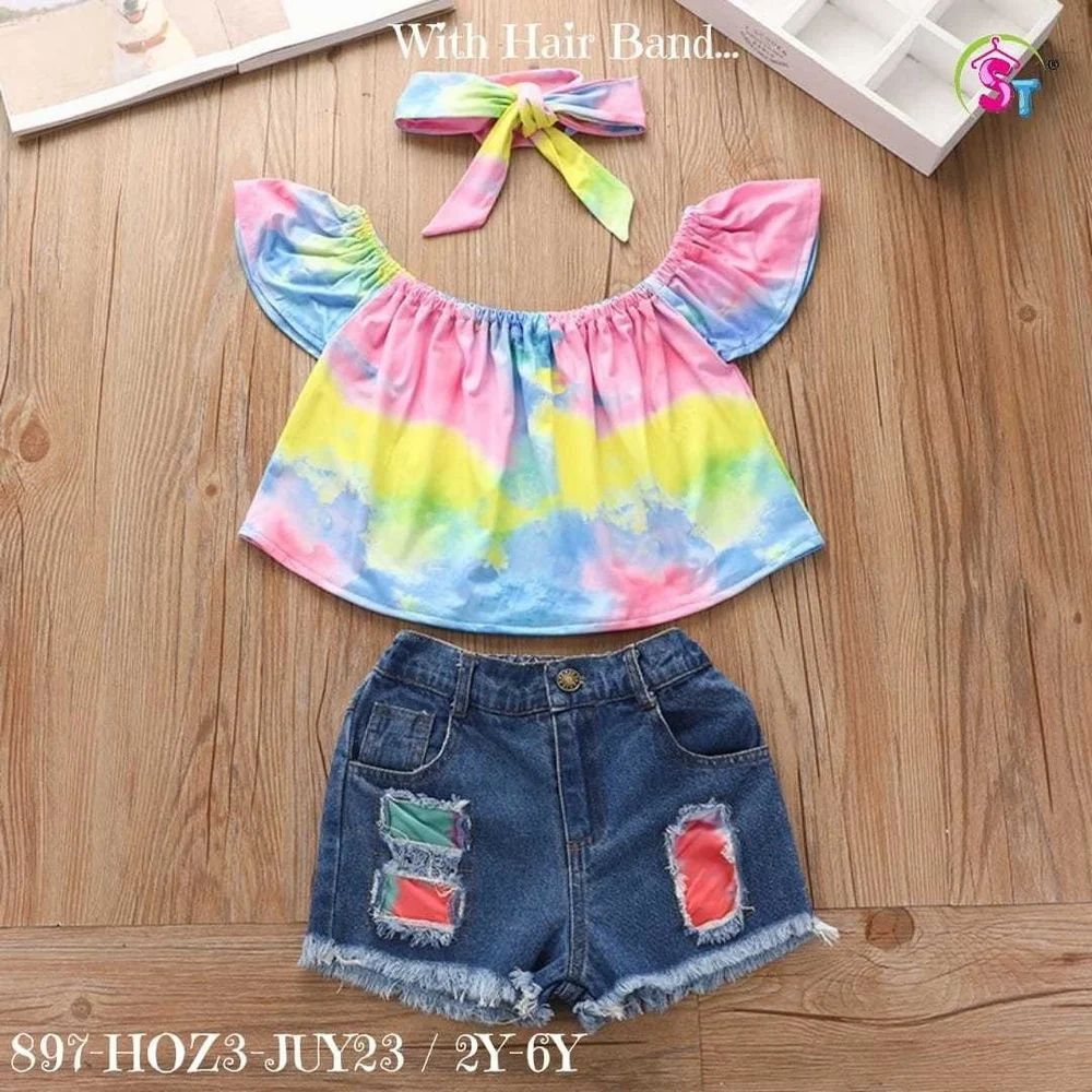 Cotton Multicolor KIDS FANCY TSHIRT AND SHORTS