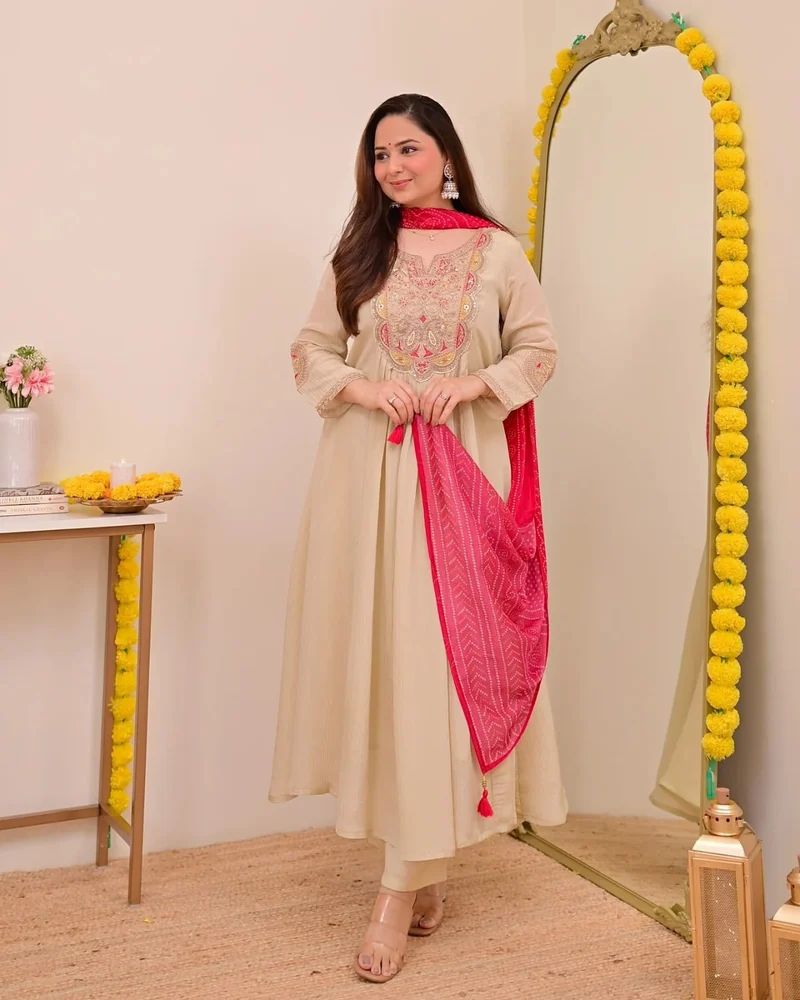 Gown Pant Dupatta Set