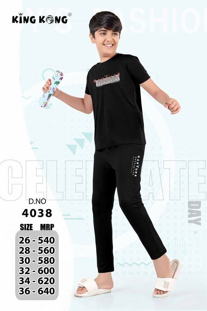 Trendy Boys' Cotton Nightwear - T-Shirt & Pajama Set (Sizes 26-36)