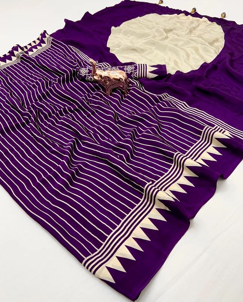 Ajrakh Printed Crepe Saree
