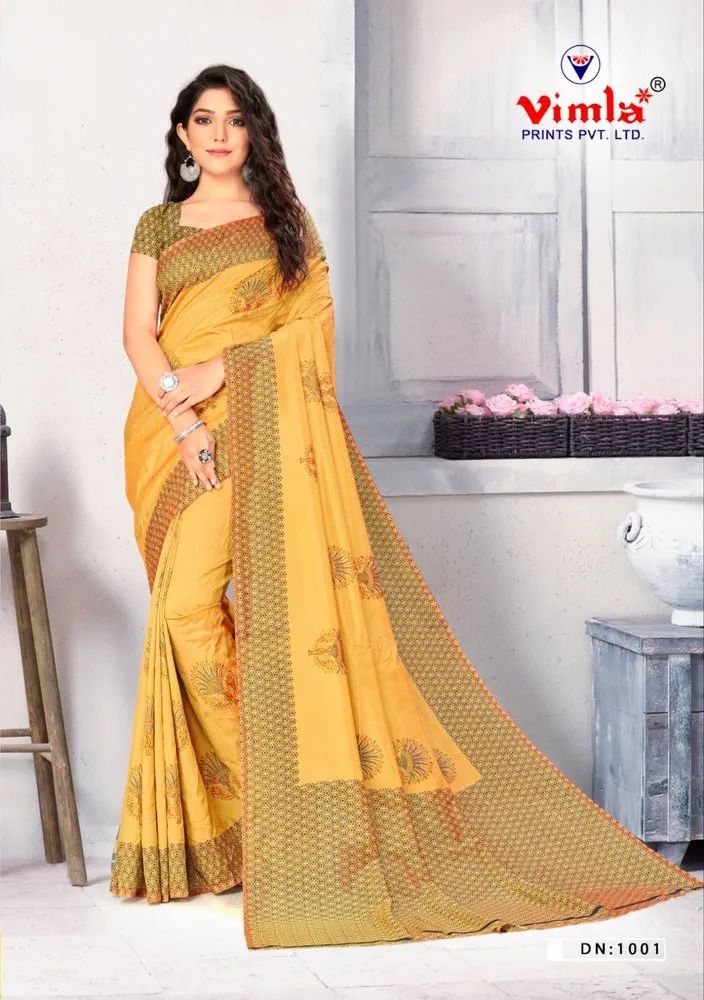 Cationic Silk Uniform Saree By Vimla Prints