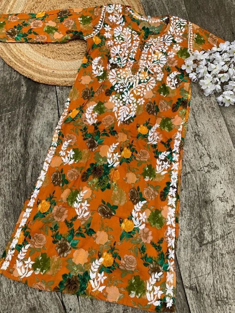 Mulmul Cotton Chikankari Kurti