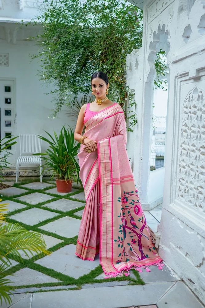 Baby Pink Paithani Saree