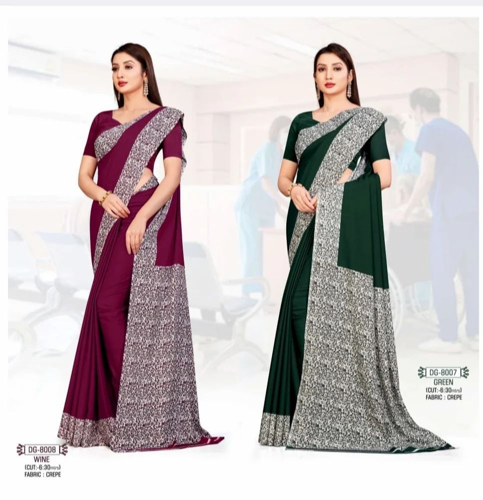 Uniform Crepe Silk Saree