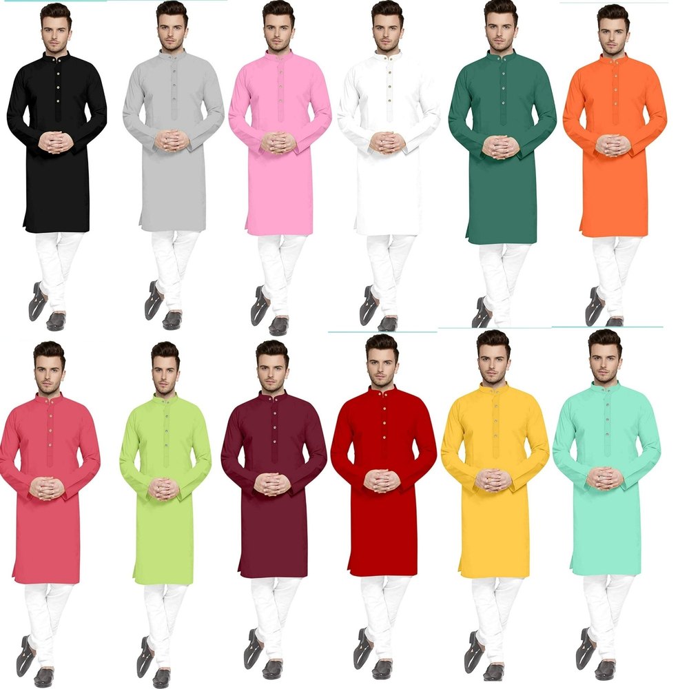 Cotton Party Wear Plan Kurta Pejama, Handwash
