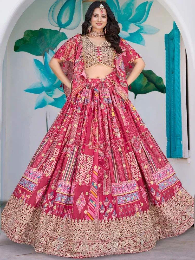 TRENDY CULTURE'S Heavy Georgette Lehenga with Thread & Sequins Work