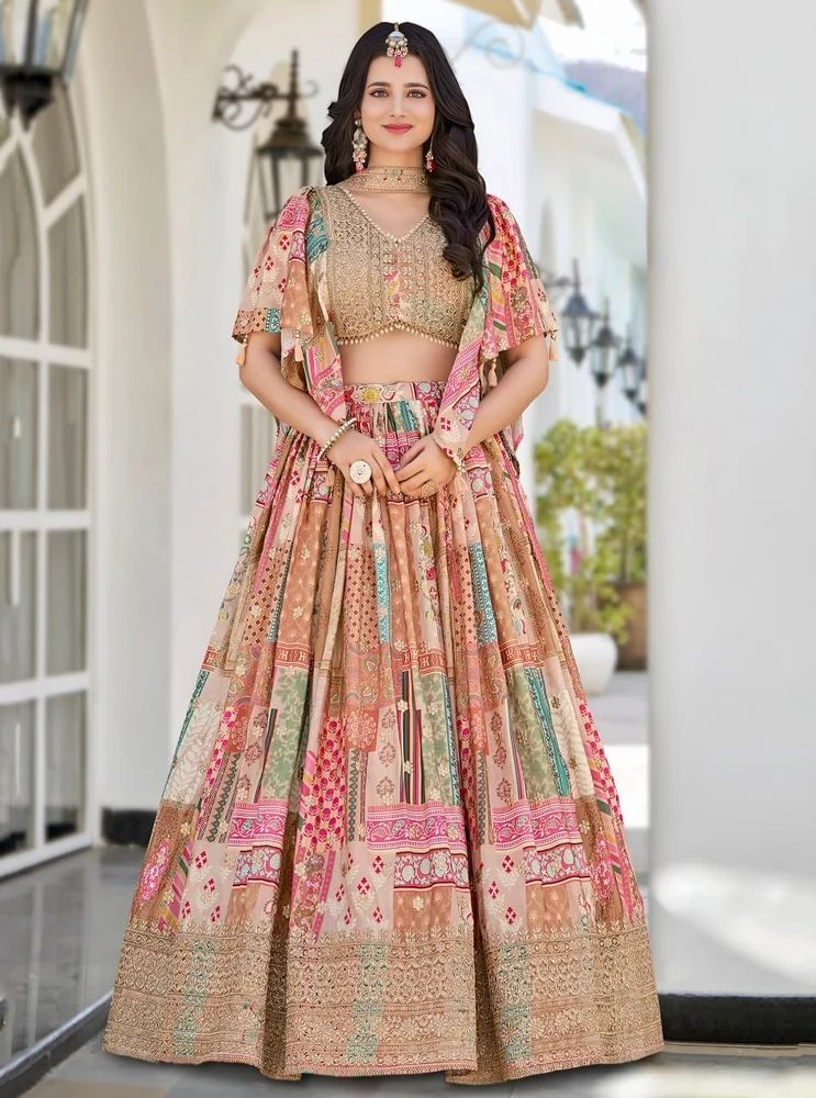 TRENDY CULTURE'S Heavy Georgette Lehenga with Thread & Sequins Work